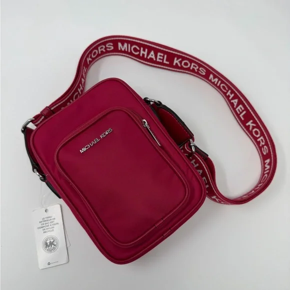 Michael Kors NWT Raspberry Nylon Crossbody and Greenwich Pink Zebra Wallet Set - Picture 4 of 11